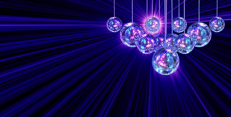 Image showing Colorful funky background with mirror disco balls