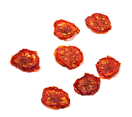 Image showing Dried slices of tomato. Selective focus