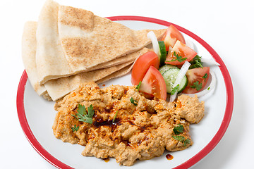 Image showing Circassian chicken with salad and bread