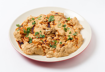 Image showing Serving plate of circassian chicken in walnut sauce