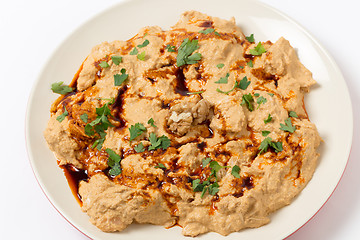 Image showing Circassian chicken on a plate from above