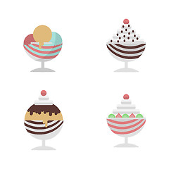 Image showing Flat vector icons for ice cream dessert in cup