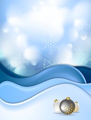 Image showing Blue snowdrift and Christmas balls