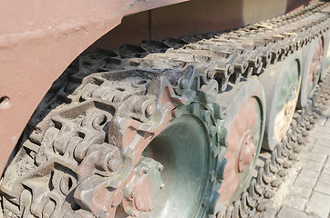 Image showing caterpillar of tank close up