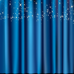 Image showing blue curtain with stars