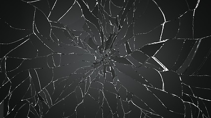 Image showing Many pieces of broken glass on white