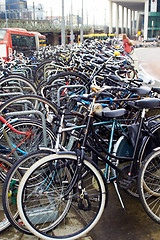 Image showing Amsterdam, bicycles parking near Central Station