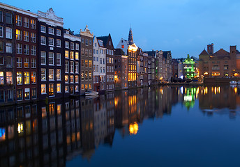 Image showing Buildings on canal in Amsterdam, Netherlands