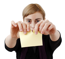 Image showing Woman and post it