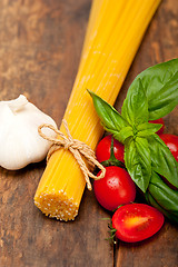 Image showing Italian spaghetti pasta tomato and basil