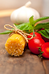 Image showing Italian spaghetti pasta tomato and basil