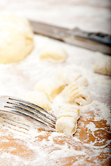 Image showing making fresh Italian potato gnocchi