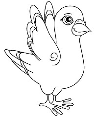 Image showing illustration. Unpainted funny cartoon pigeon positive