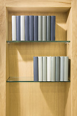 Image showing Books on the glass shelf