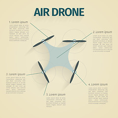 Image showing Flat vector illustration of infographic with quadrocopter