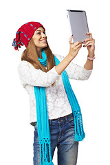 Image showing Woman taking selfie