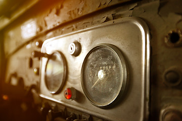 Image showing Old car instrument panel