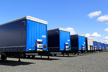 Image showing Row of Trailers on a Yard