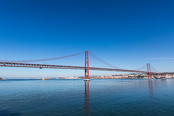 Image showing 25 de Abril Cable-stayed Bridge over Tagus River