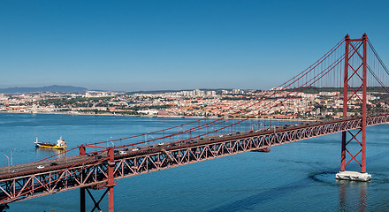 Image showing 25 de Abril Cable-stayed Bridge over Tagus River