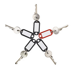 Image showing Keys with red and black tags