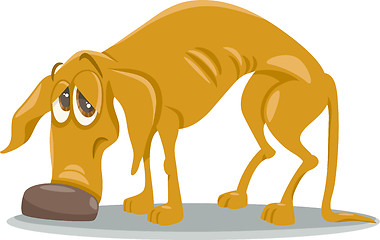 Image showing sad homeless dog cartoon illustration