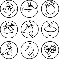 Image showing characters faces cartoon illustration set