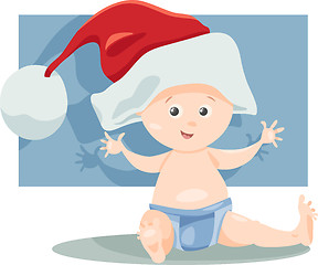 Image showing baby boy santa cartoon illustration