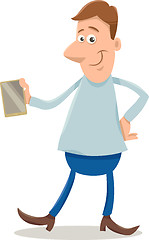 Image showing man with smart phone cartoon