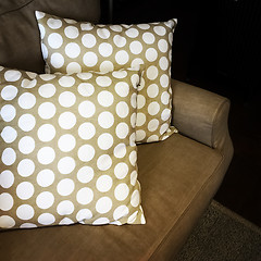 Image showing Polka dot cushions decorating a sofa