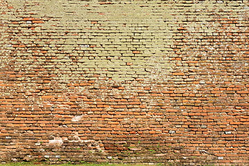 Image showing texture of brick wall full of moss