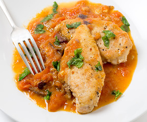 Image showing Chicken breasts provencal from above