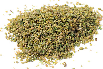 Image showing Heap of frikeh grains on a white background