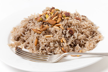 Image showing Lebanese-style spiced rice with meat