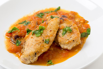 Image showing Chicken breasts provencal closeup