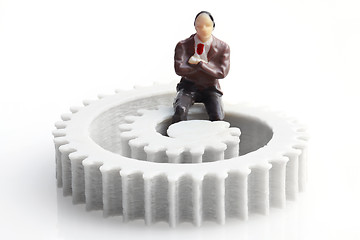 Image showing Businessman on the Cogwheel