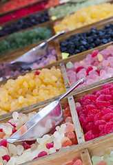 Image showing Colorful Jellies on a Market Stand