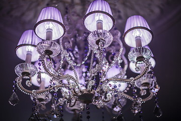 Image showing crystal Chandelier with lampshade