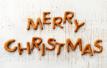 Image showing Gingerbread words Merry Christmas