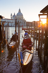 Image showing Gondolas in Grand Canal of Vienice, Italy.