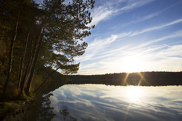 Image showing Sunset at the lakes Osterseen in Bavaria