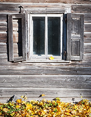 Image showing Old wooden wall with a window 