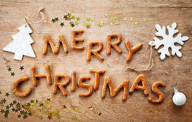 Image showing Gingerbread words Merry Christmas