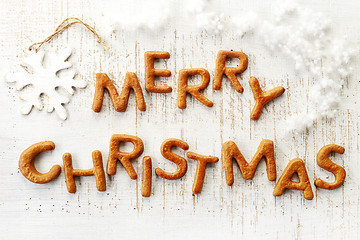 Image showing Gingerbread words Merry Christmas