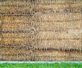 Image showing Stacked straw bales