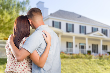 Image showing Military Couple Looking at Nice New House