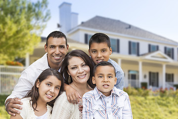 Image showing Hispanic Family in Front of Beautiful House