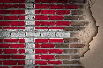 Image showing Dark brick wall with plaster - Denmark