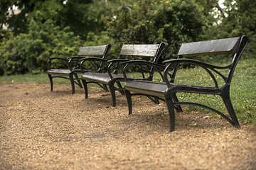 Image showing Stylish bench in autumn park