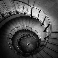 Image showing Upside view of a spiral staircase